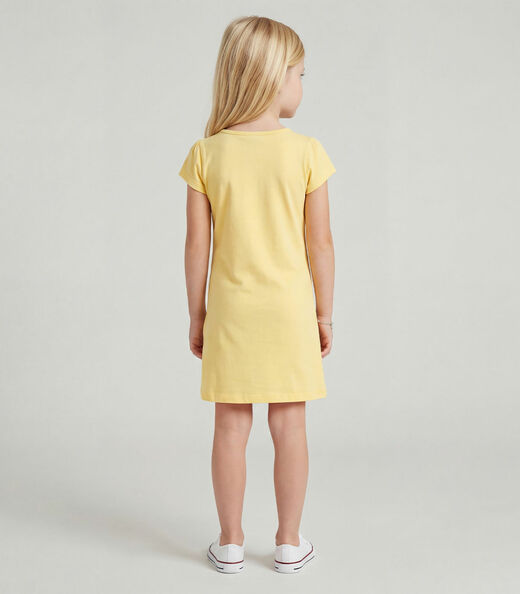 Vestido Infantil Manga Curta Estampado Select Amarelo