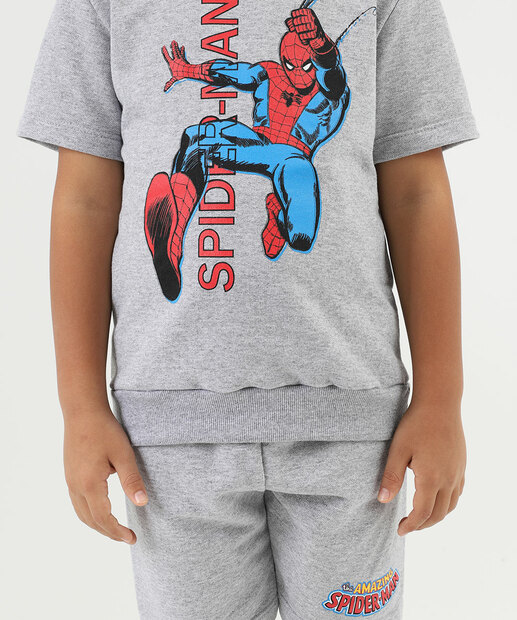 Conjunto Infantil Moletom Homem Aranha Tam 4 a 10 Cinza