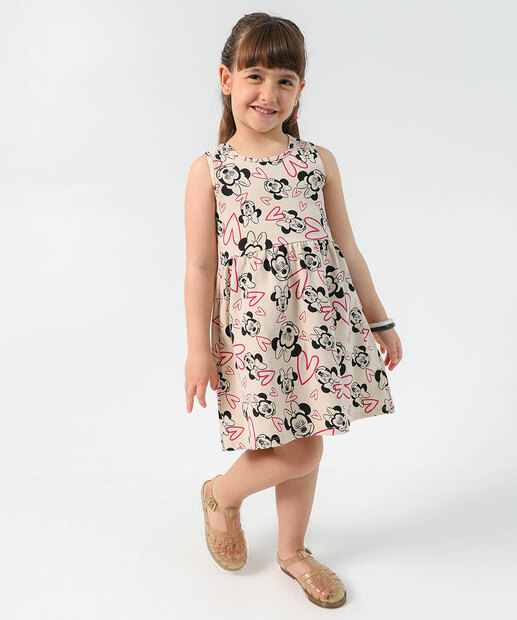Image_Vestido Infantil Minnie Disney Tam 4 a 10 Bege