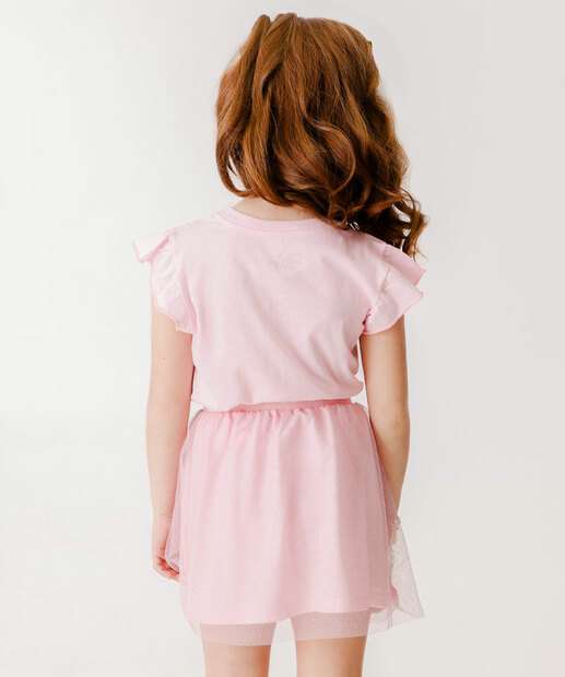 Conjunto Infantil Tule Princesas Disney Tam 4 a 10