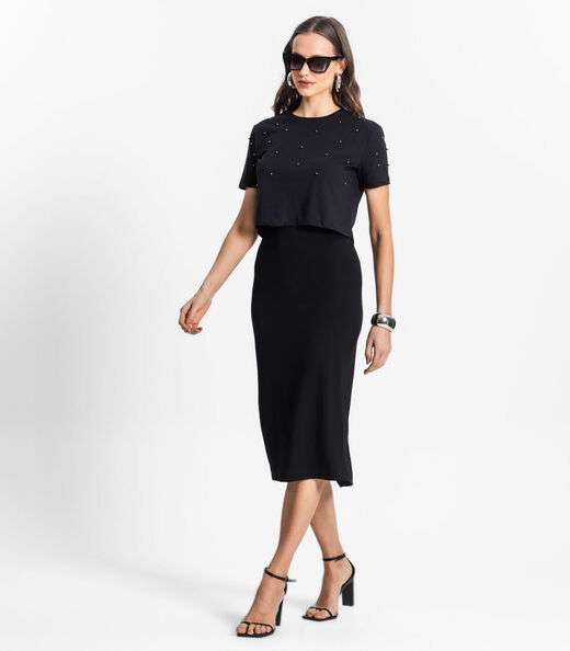 Saia Feminina Midi Select Preto