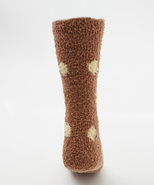 Meia Feminina Cano Longo Chenille Girafa Marisa Marrom