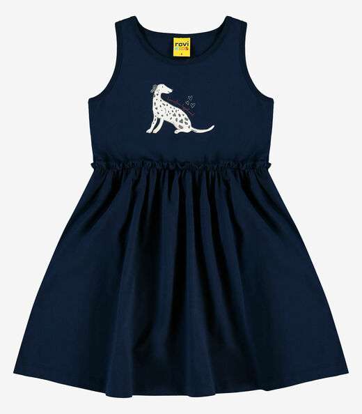 Vestido Infantil em Meia Malha Rovi Kids Azul