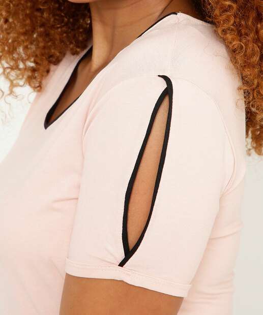 Blusa Feminina Viscolycra Vazada Manga Curta Marisa