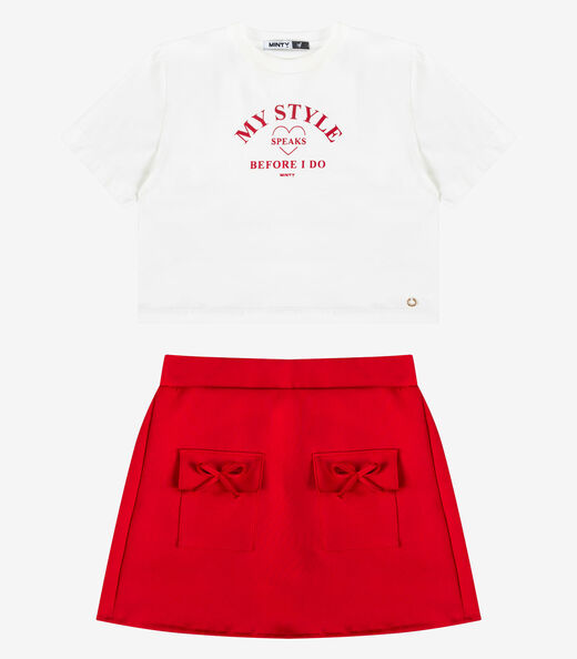Conjunto Feminino Box Estampa Com Foil Minty Off White