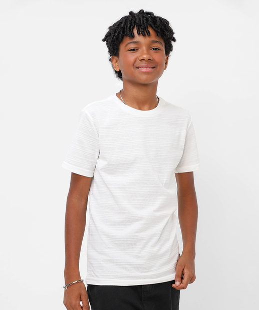 Image_Camiseta Juvenil Textura Manga Curta MR Tam 10 a 16 Off White