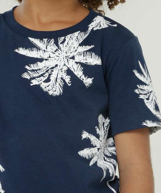 Camiseta Infantil Manga Curta Coqueiros MR Tam 4 a 10