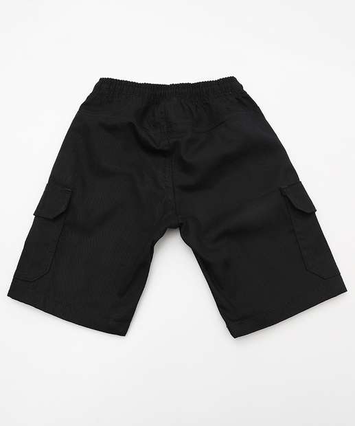 Bermuda Infantil Sarja Cargo Tam 4 a 8 Preto