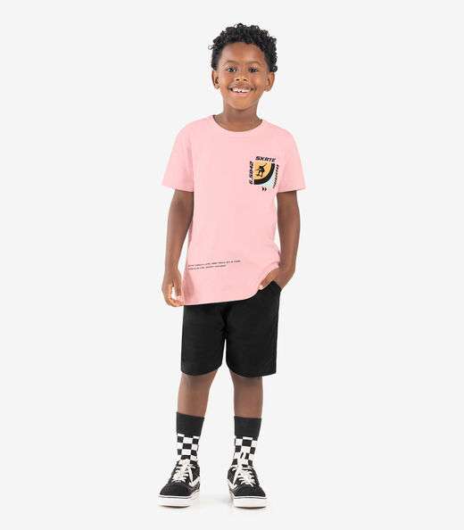 Conjunto Infantil Camiseta Com Bermuda Rovi kids Rosa