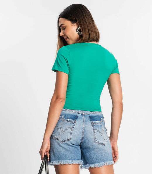 Blusa Cropped Feminina Rovitex Verde