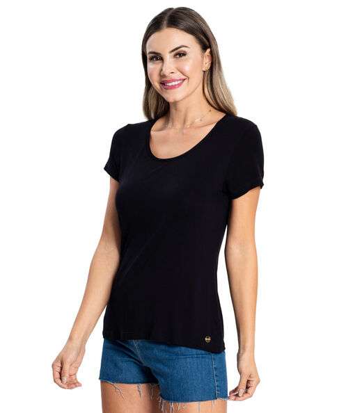 Blusa Feminina Viscotorcion Básica Rovitex Preto
