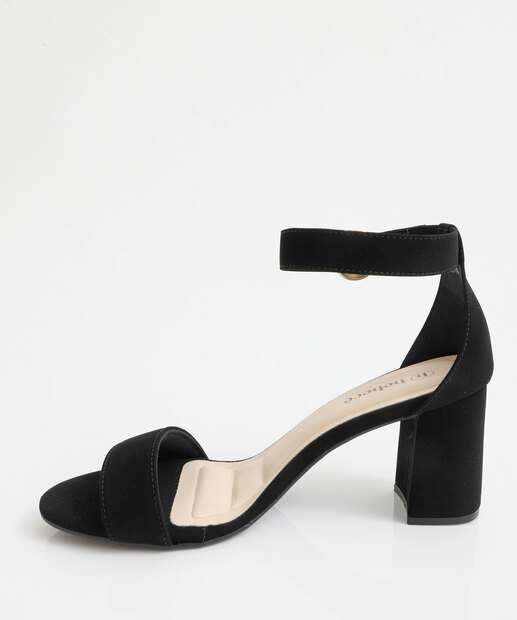 Sandália Feminina Salto Grosso Nobuck Bebecê Preto