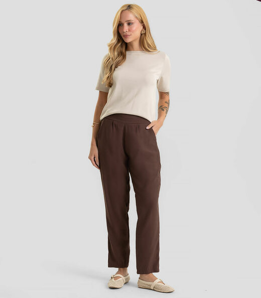 Image_Calça Pantalona Feminina Em Alfaiataria Dianna Marrom
