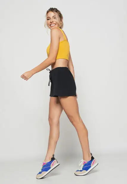 Short  Godê Canelado Preto