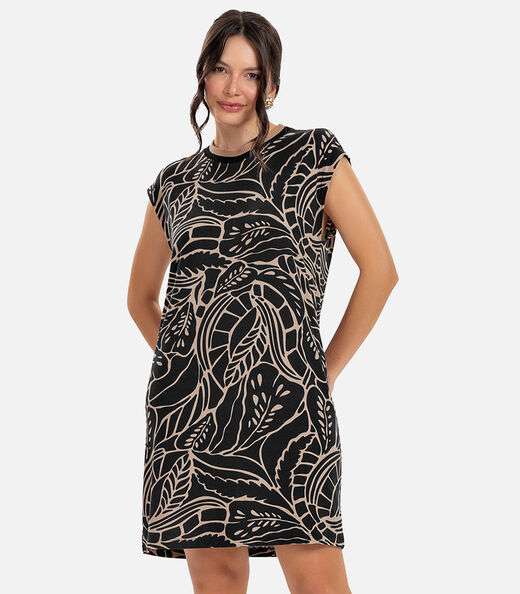 Image_Vestido Feminino Curto Estampado Rovitex Preto