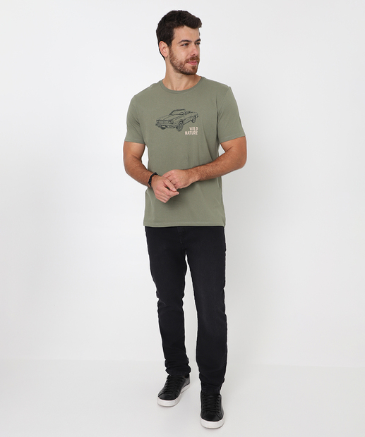 Camiseta Masculina Carro Manga Curta Marisa Verde