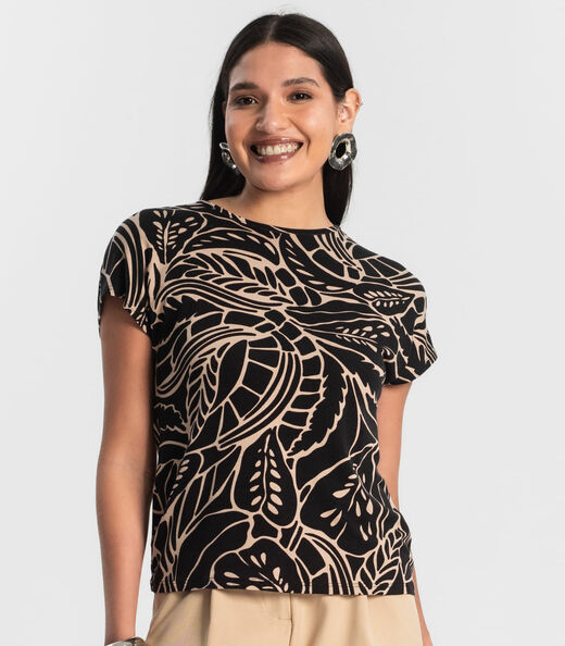 Blusa Feminina Estampada Rovitex Preto