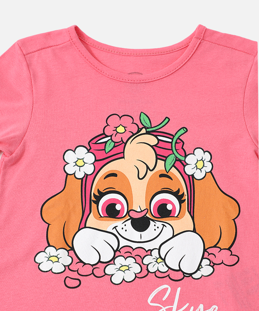 Camiseta Infantil Sky Patrulha Canina Tam 1 a 3 Rosa