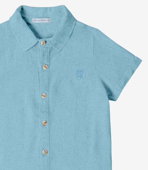 Camisa Infantil Masculina Com Botões Trick Nick Azul