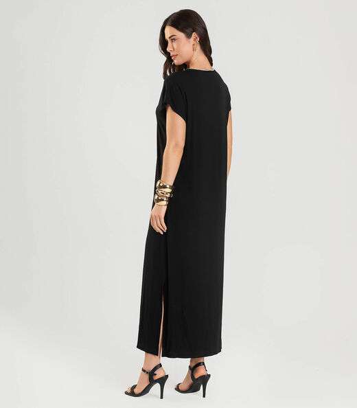 Vestido Feminino Decote V Super Midi Dianna Preto