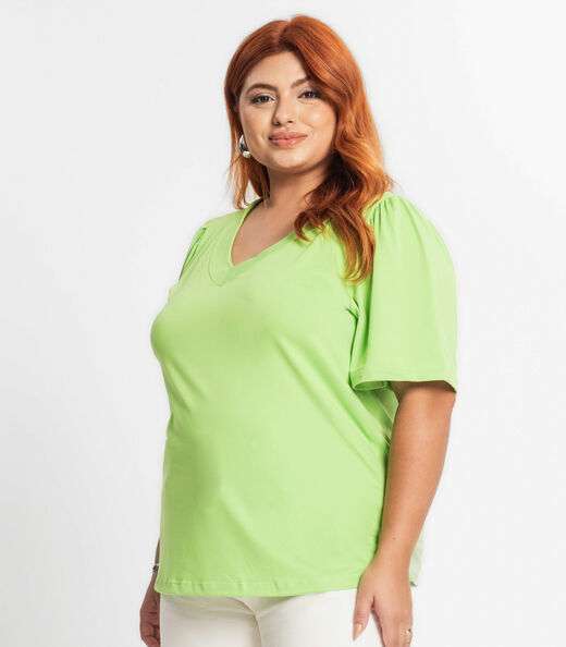 Blusa Feminina Plus Size Em Malha Soft Secret Glam Verde