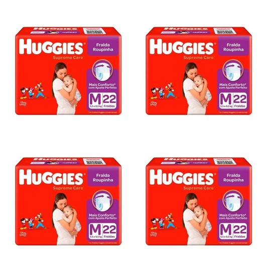 Image_Kit 4 Fraldas Huggies Roupinha Supreme Care Jumbo 