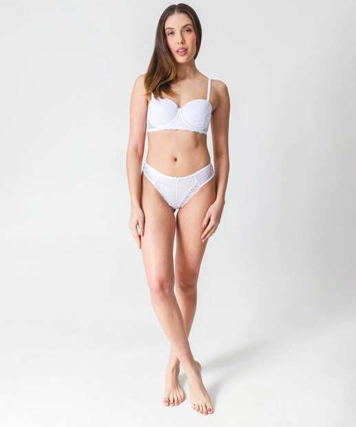 Calcinha Fio Dental Renda Tule Marisa Branco