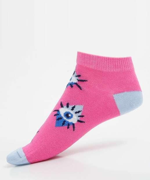 Kit 3 Pares Meias Soquete Feminina Estampa Olho Grego