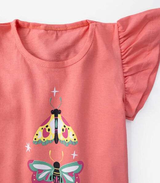 Conjunto Infantil Menina Blusa Com Shorts Select Laranja