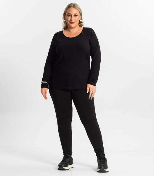 Blusa Manga Longa Viscotorcion Secret Glam Preto