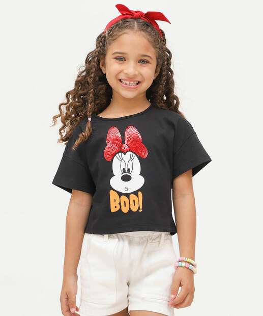 Blusa Infantil Manga Curta Minnie Disney Tam 4 a 10