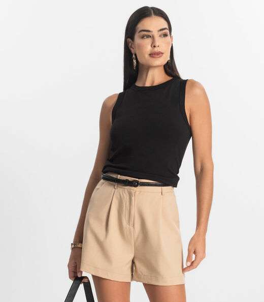 Regata Básica Feminina em Cotton Leve Rovitex Preto
