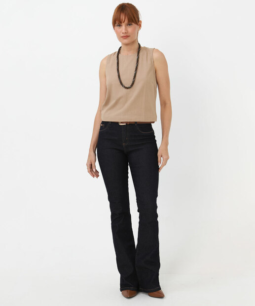 Image_Calça Jeans Flare Feminina Bolsos Biotipo Azul
