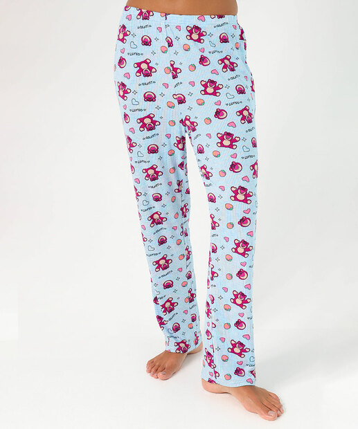 Pijama Feminino Estampa Lotso Manga Longa Disney Azul