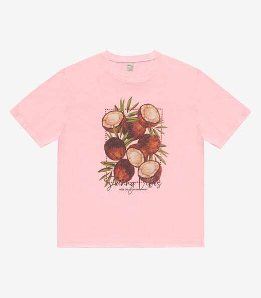 T- Shirt Feminina Meia Malha Rovitex Rosa