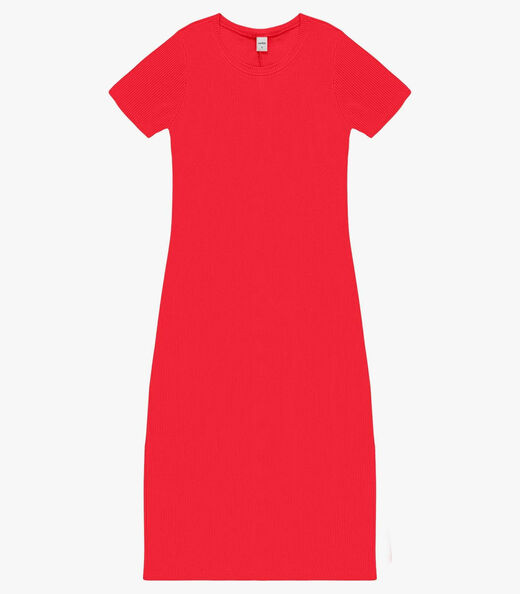 Image_Vestido Feminino Básico Midi Em Ribana Rovitex Laranja