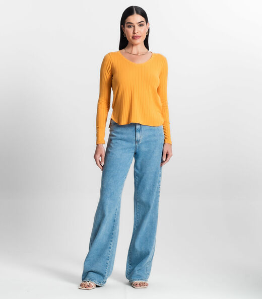 Blusa Manga Longa Infinita Cor Amarelo