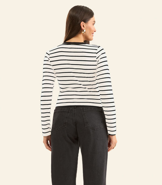 Blusa Manga Longa Feminina Listrada Plus Rovitex Bege