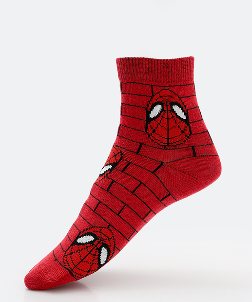 Kit 2 Meias Infantil Estampa Homem Aranha Vermelho
