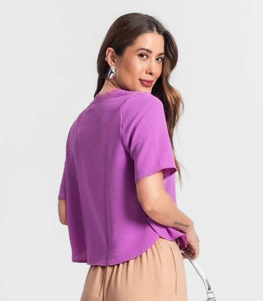 Blusa Feminina Manga Curta Rovitex Roxo