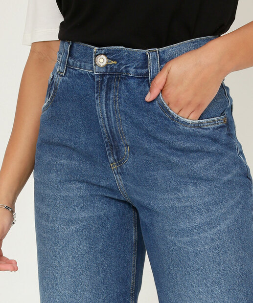 Calça Jeans Pantacourt Feminina Bolsos Marisa