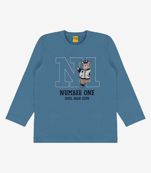 Camiseta Infantil Manga Longa Rovi Kids Azul