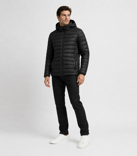 Jaqueta Masculina Puffer Com Capuz All Free Preto