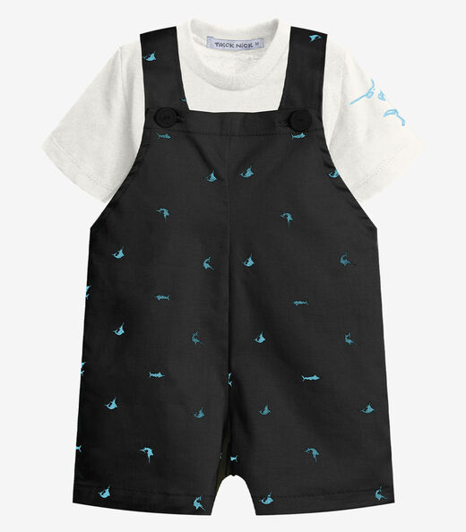 Image_Conjunto Infantil Camiseta E Jardineira Trick Nick Preto