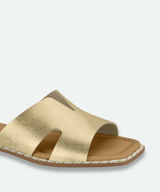 Rasteirinha Feminina Tiras Beira Rio Dourado