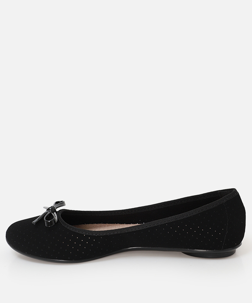 Sapatilha Feminina Bico Redondo Laço Moleca Preto