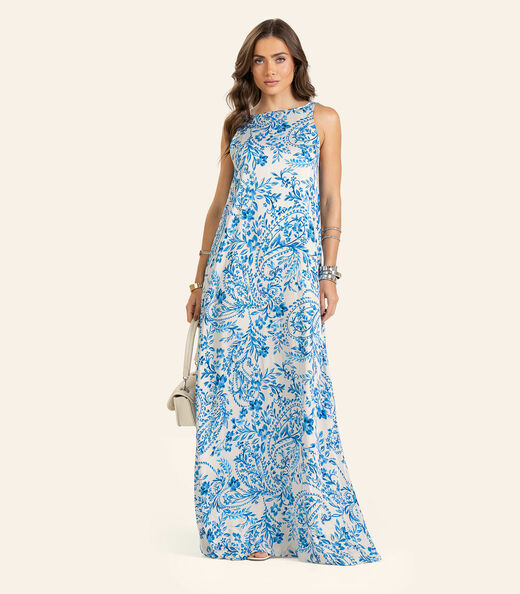 Vestido Viscose Khyara Longo Feminino Endless Bege