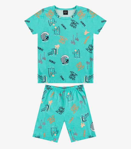 Pijama Infantil Camiseta e Bermuda Select Azul