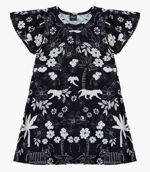 Vestido Infantil Feminino Estampado Select Preto