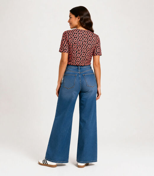 Blusa Feminina Estampada Viscotorcion Infinita Cor Laranja